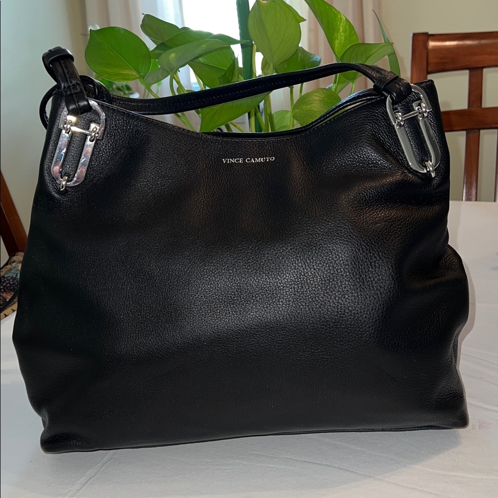 Vince Camuto Black Pebbled Leather Tote